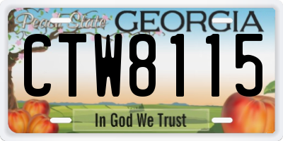 GA license plate CTW8115