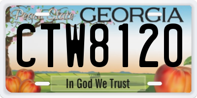 GA license plate CTW8120