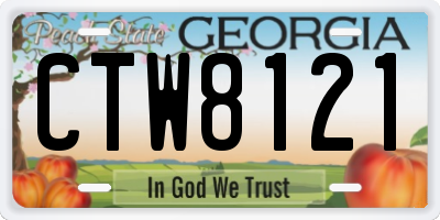 GA license plate CTW8121