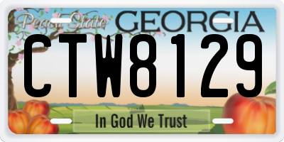 GA license plate CTW8129
