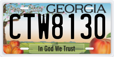 GA license plate CTW8130