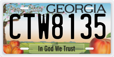 GA license plate CTW8135