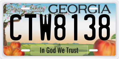 GA license plate CTW8138