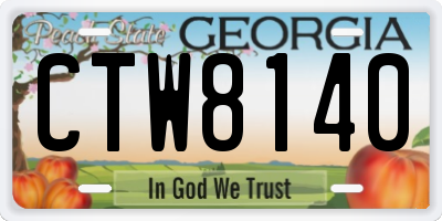 GA license plate CTW8140