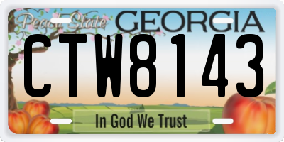 GA license plate CTW8143