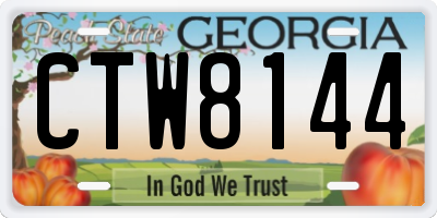 GA license plate CTW8144