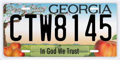 GA license plate CTW8145