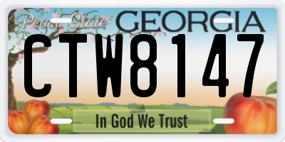 GA license plate CTW8147