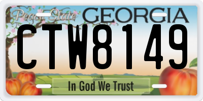 GA license plate CTW8149