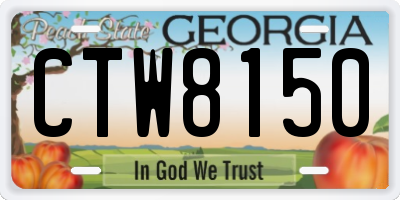 GA license plate CTW8150