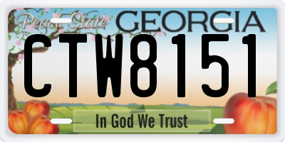 GA license plate CTW8151