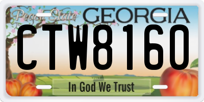 GA license plate CTW8160