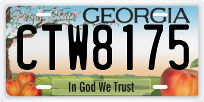 GA license plate CTW8175