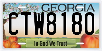 GA license plate CTW8180