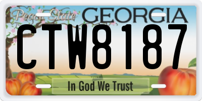 GA license plate CTW8187