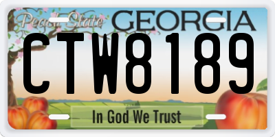GA license plate CTW8189