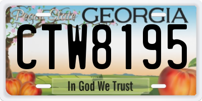 GA license plate CTW8195