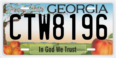 GA license plate CTW8196
