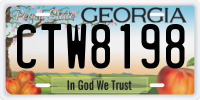 GA license plate CTW8198