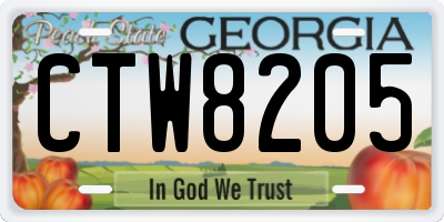 GA license plate CTW8205