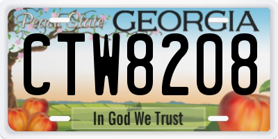 GA license plate CTW8208