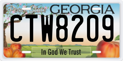 GA license plate CTW8209
