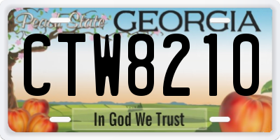 GA license plate CTW8210
