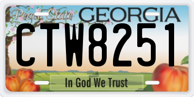 GA license plate CTW8251