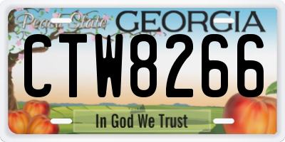 GA license plate CTW8266