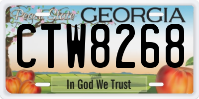 GA license plate CTW8268