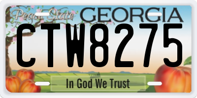 GA license plate CTW8275