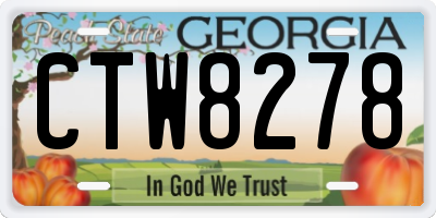 GA license plate CTW8278