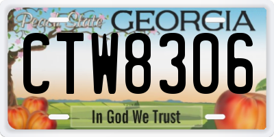 GA license plate CTW8306