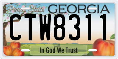 GA license plate CTW8311