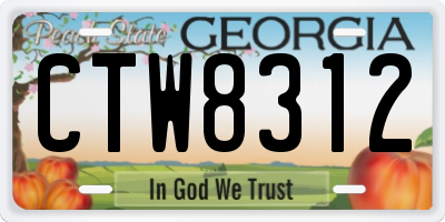 GA license plate CTW8312