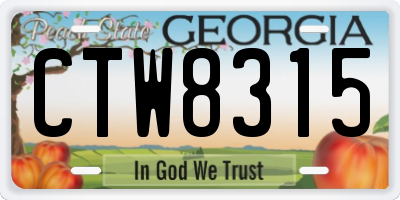 GA license plate CTW8315