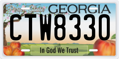 GA license plate CTW8330