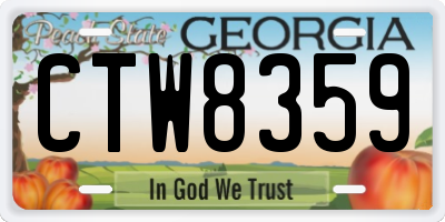 GA license plate CTW8359