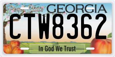 GA license plate CTW8362