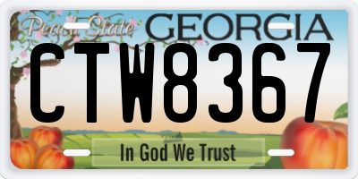 GA license plate CTW8367