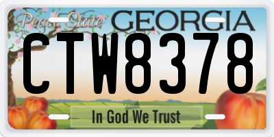 GA license plate CTW8378