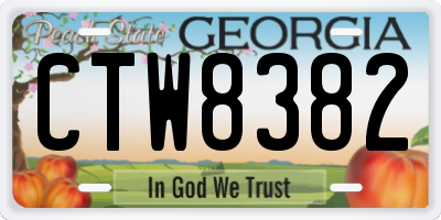 GA license plate CTW8382