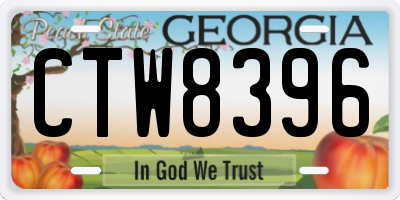 GA license plate CTW8396