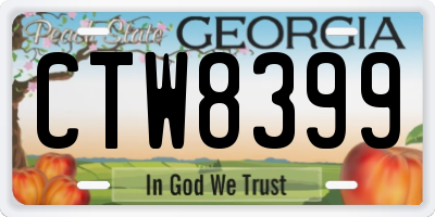 GA license plate CTW8399