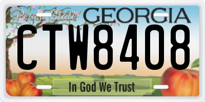 GA license plate CTW8408