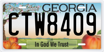 GA license plate CTW8409