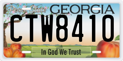 GA license plate CTW8410