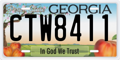 GA license plate CTW8411