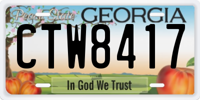 GA license plate CTW8417