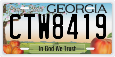 GA license plate CTW8419